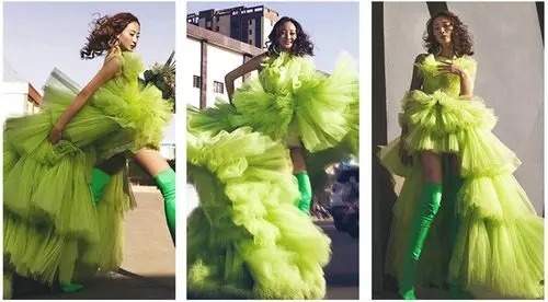 绿色拍照新款婚纱礼服外景摄影写真影楼