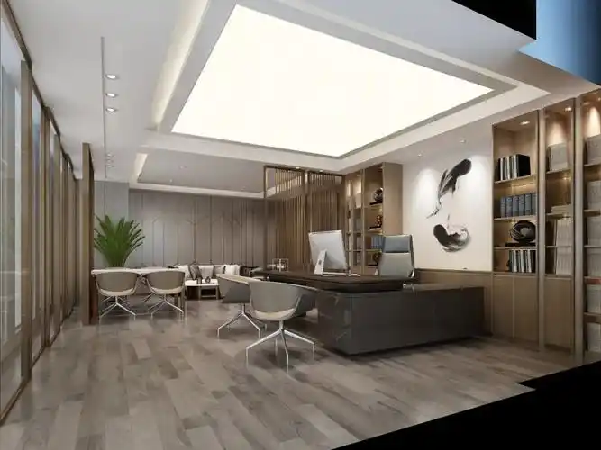 新中式总经理办公室效果图