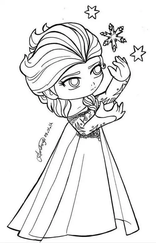 艾莎和安娜冰雪奇缘简笔画作品欣赏