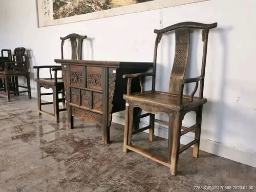 清代桌椅三件套-其他木艺家具-7788木艺