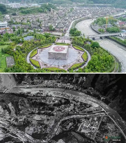 震后十年 十张对比图带你走进震区群众重建的家园