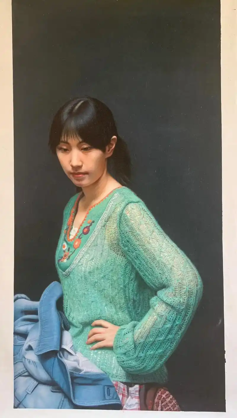 油画,冷军的作品《小姜》尺寸60厘米x 120厘米#人物肖像 - 抖音