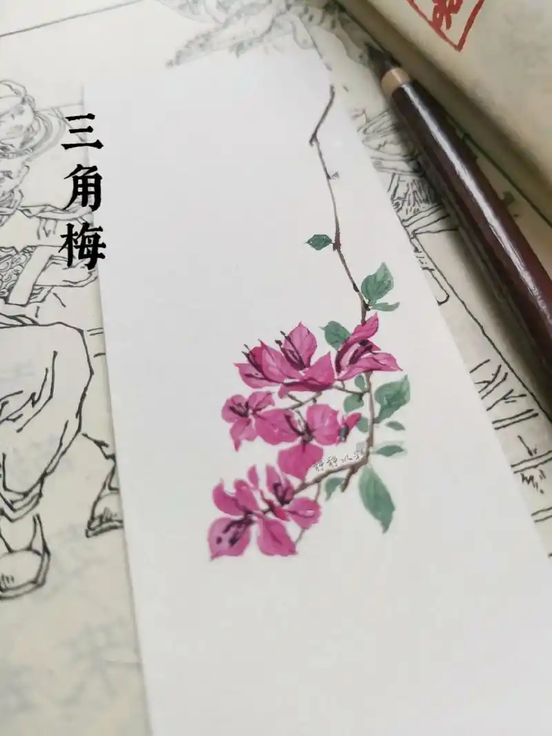 零基础简单三角梅画法 附步骤.明天画什么#一起学画画 #90 - 抖音