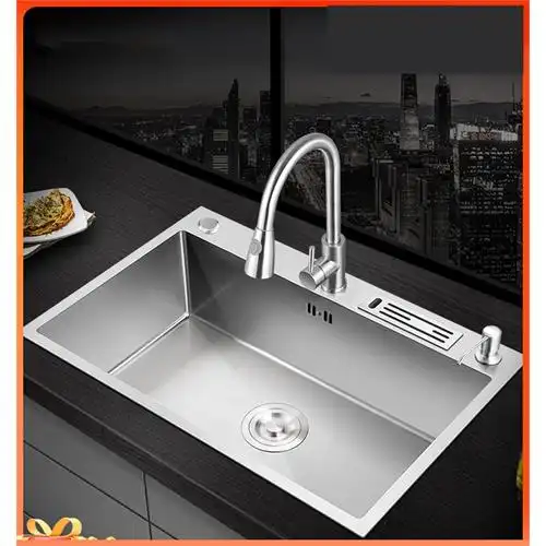 藤印象水槽单槽厨房洗菜盆304不锈钢洗碗槽家用手工洗碗池 htt-a05