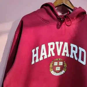 秋冬美国哈佛大学校服连帽外套加绒harvard宽松帽衫学生纪念卫衣