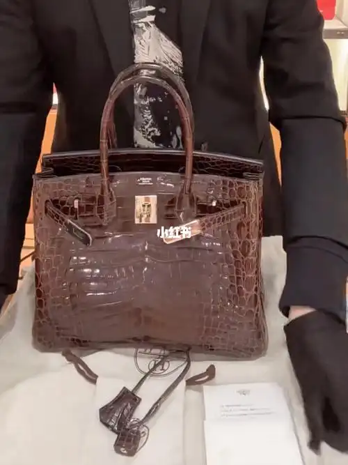 hermes巧克力色倒v鳄鱼birkin30