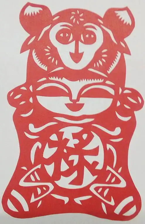 手工窗花剪纸jianzhi十二生肖多子娃娃年礼剪刻画大红
