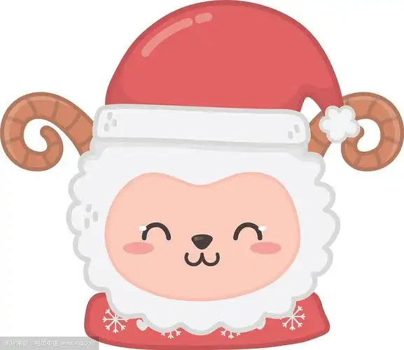 可爱的羊头带帽动物圣诞快乐