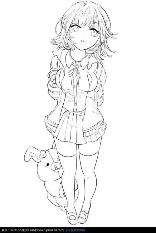 简笔画猫女动漫人物线稿漫画猫女人物场景线稿怎样画简笔画抱着小猫的