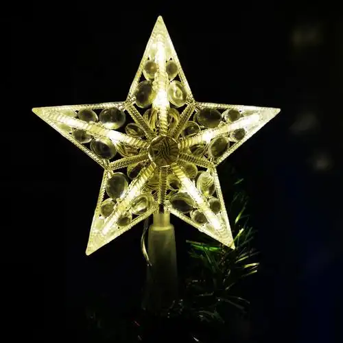 led新品圣诞树顶灯发光星星灯串水珠五角星圣诞节树顶装饰小彩灯