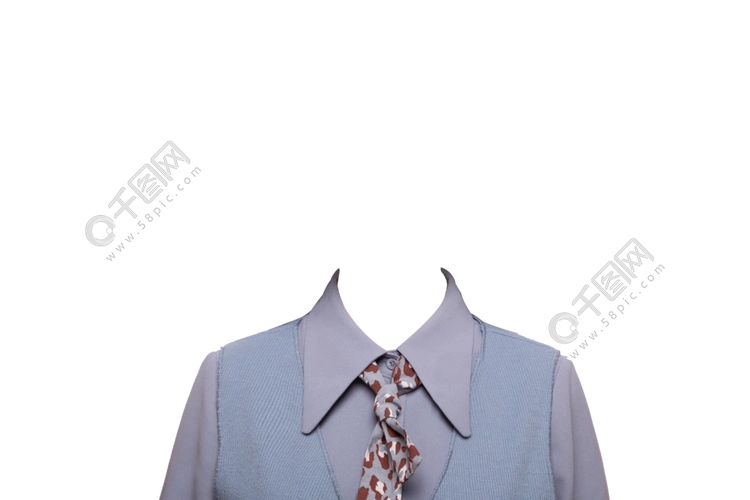 穿着紫灰色带领子衣服的女士证件照模板