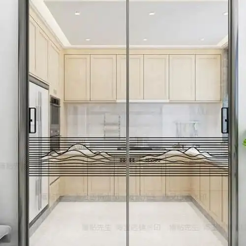 时尚艺术线条隔断防撞玻璃贴画办公室商场橱窗玻璃门贴纸腰线装饰