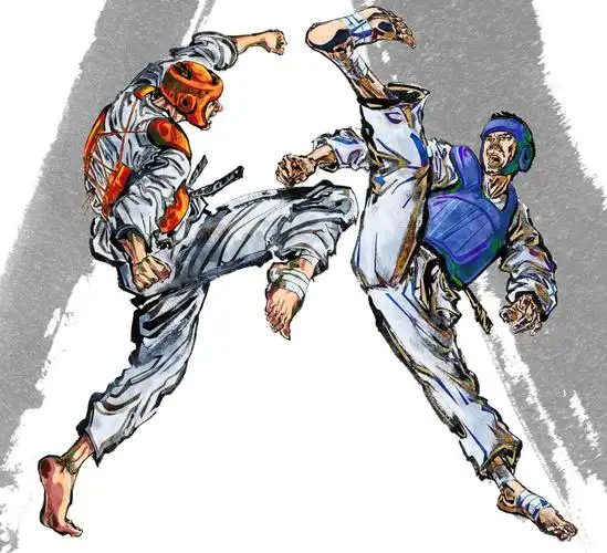 手绘跆拳道比赛psd素材