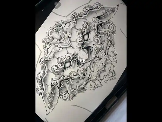 福州纹身半背唐狮子03原创设计价格冰点