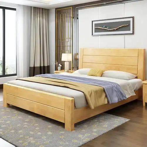 实木床18米双人床现代简约经济型婚床15m新中式高箱储物主卧1800mm