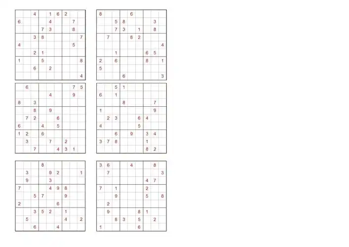 九宫格数独题目40无答案