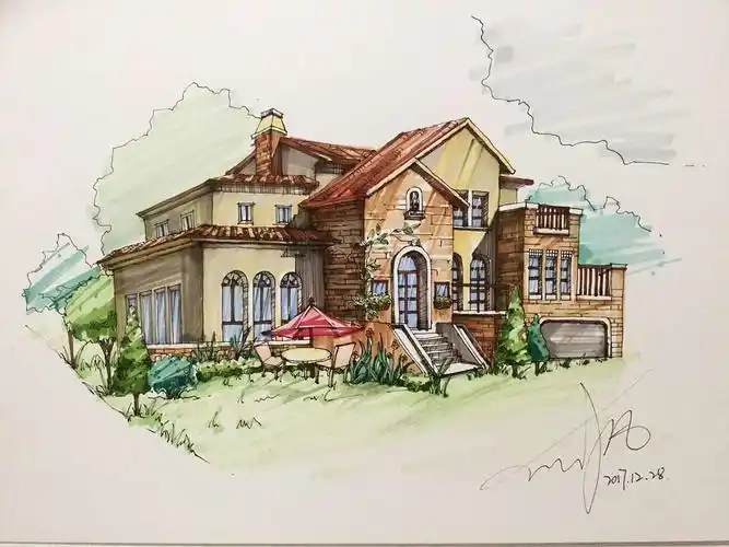 马克笔室外风景手绘