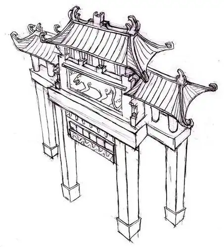 《海龙号》动画广州骑楼设定线稿