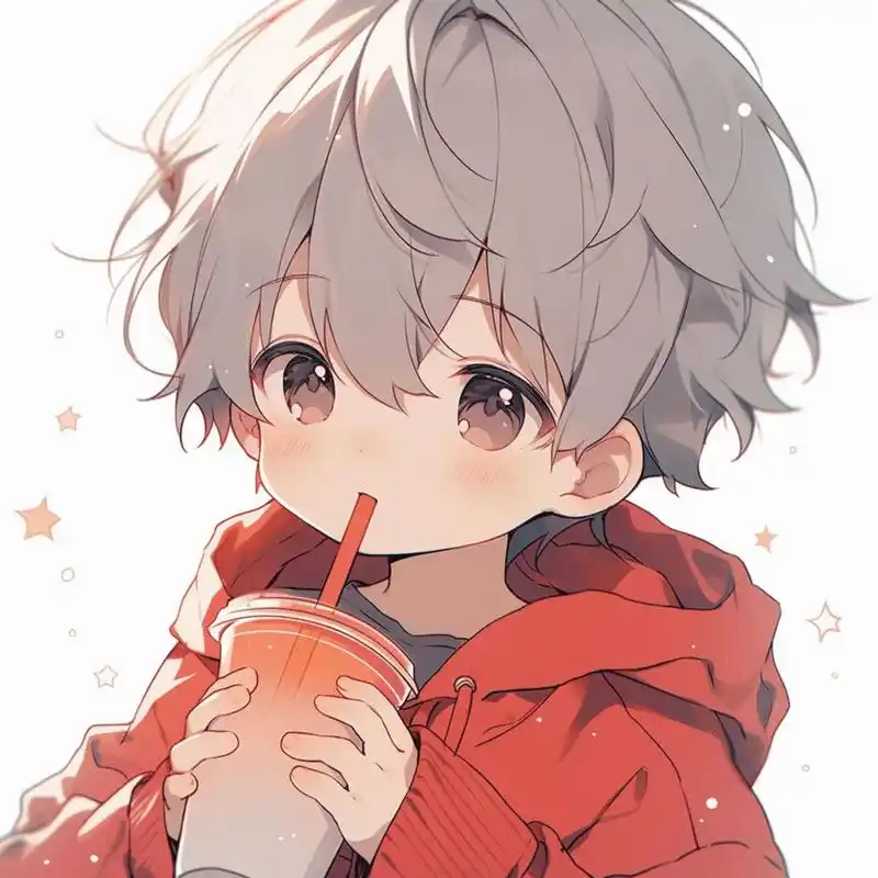 男生头像 | 喝奶茶的小男孩