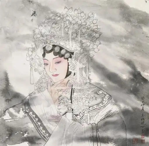 《贵妃》64cm×64cm《花仙子》86cm×90cm《贵妃》64cm×64cm《青衣》