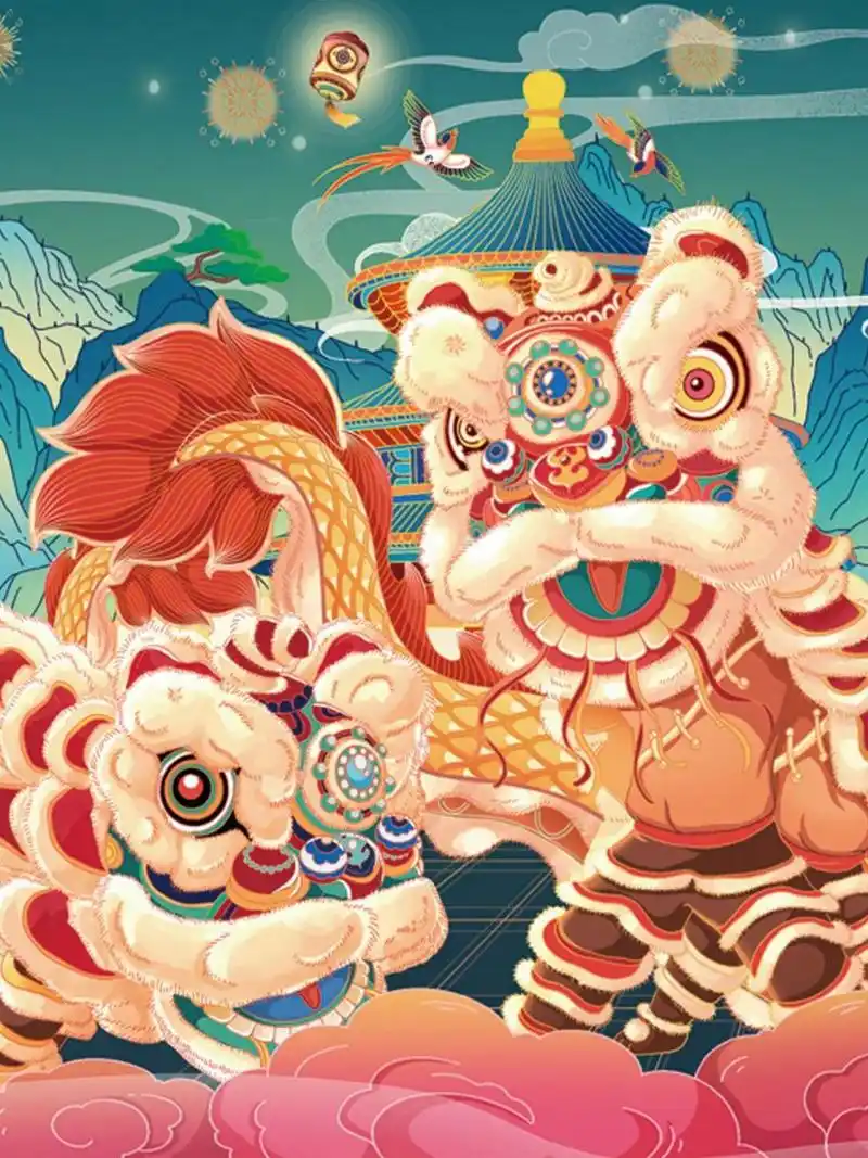 中国风插画| 舞龙舞狮 舞龙舞狮,是中国民间传统习俗.
