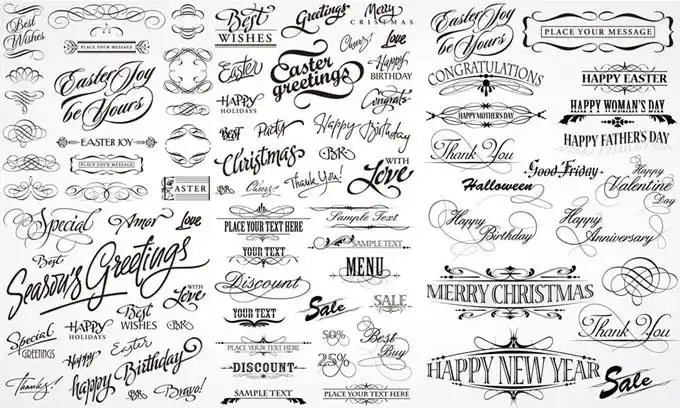 经典装饰花边艺术字体矢量素材