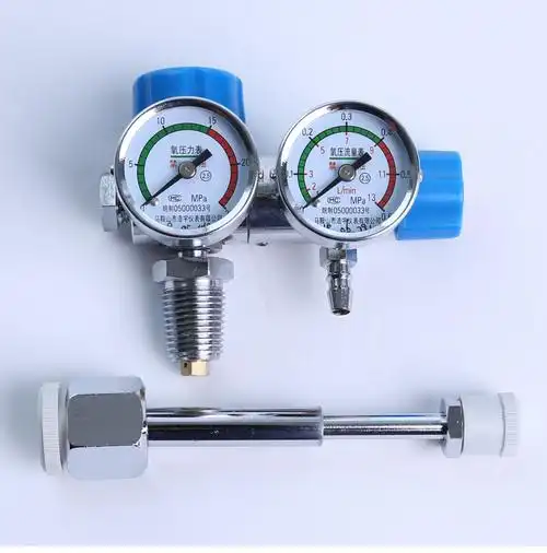 医用氧气表压力表双表家用流量表1224升减压阀氧桥dy2双表氧气表