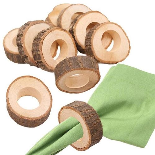 10pcs natural wooden napkin rings for home hotel weddings pa