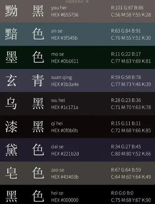 中国传统色色卡