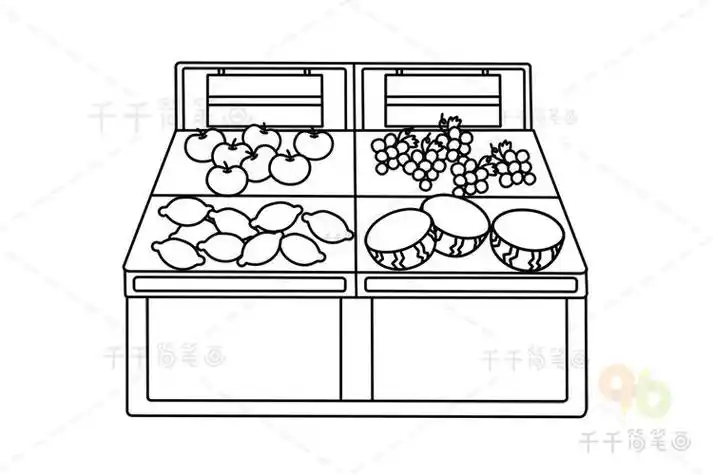 水果货架简笔画水果店简笔画水果店简笔画图片大全儿童画水果店简笔画