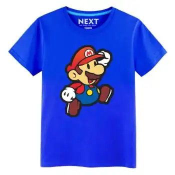 马里奥短袖玛丽t恤男女 情侣t恤衣服动漫卡通可爱夏款 玛丽蓝色 xl码
