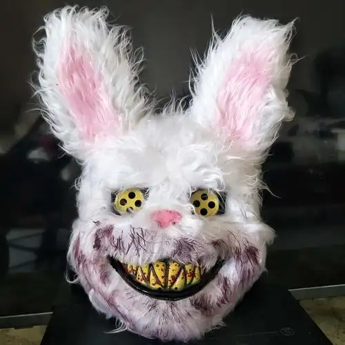 血腥兔子面具抖音同款可爱动物化妆派对头套cos万圣节恐怖面具