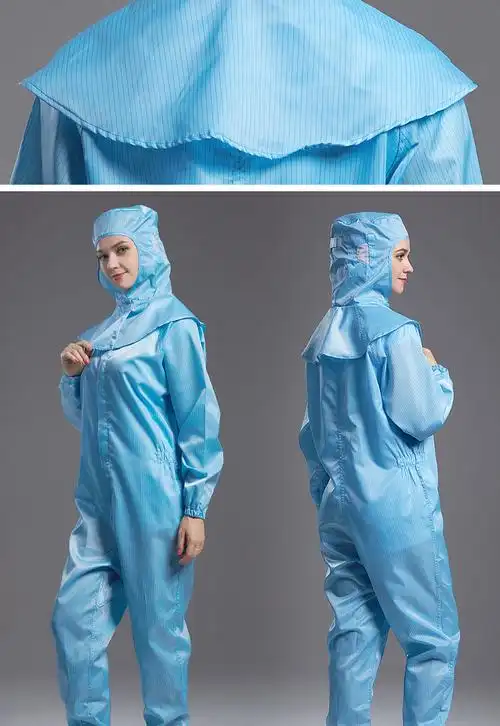 防尘服连体男无尘服不连帽衣服洁净服女电子厂工作服白色披肩帽常规款