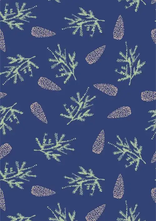 几何植物松果矢量图服装数码印花花型素材