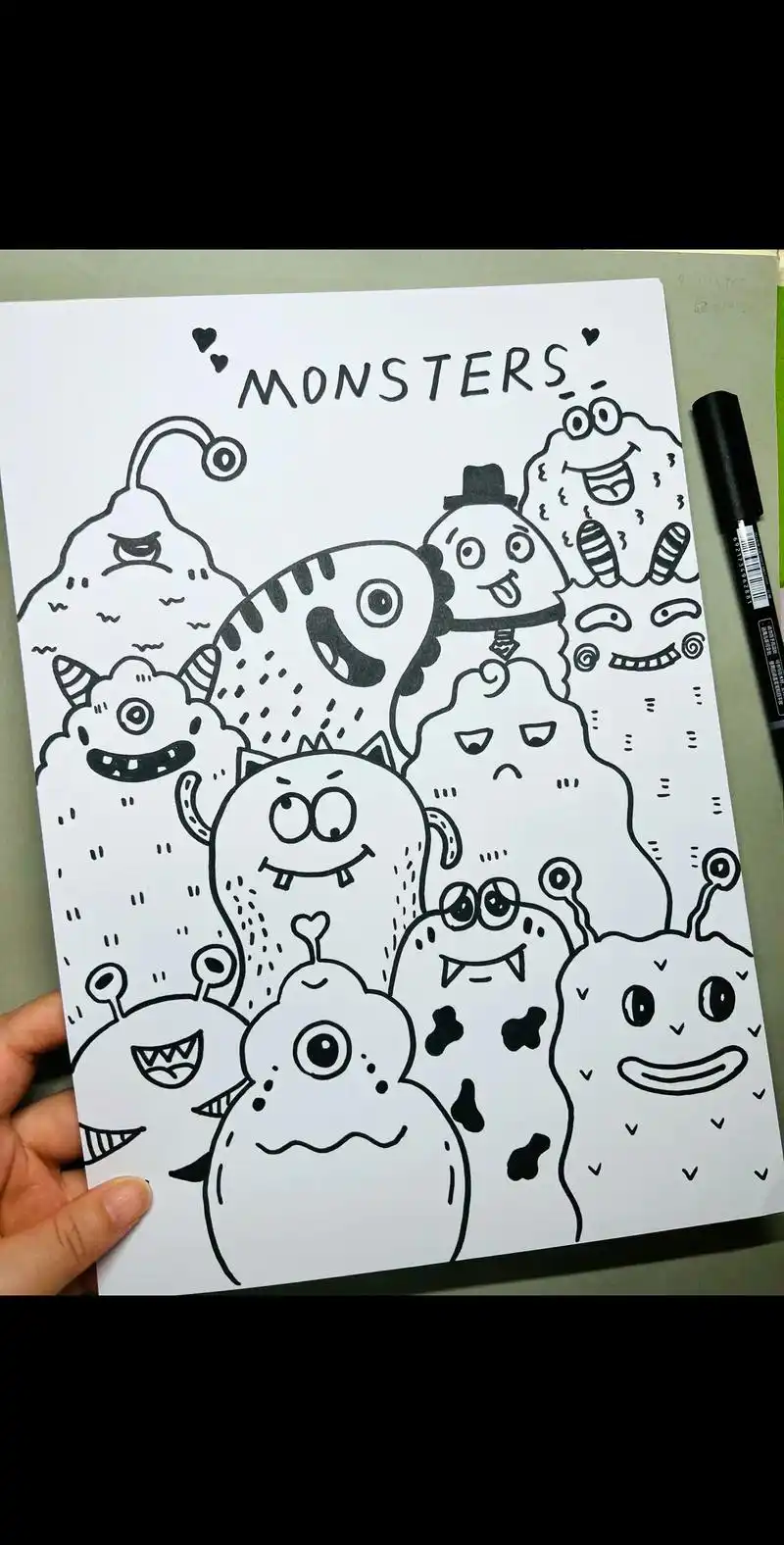 简笔画 #儿童画用想象力看儿童画 #黑白 - 抖音