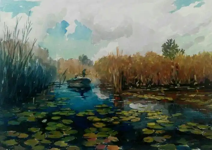 丁夫力水粉风景画展示