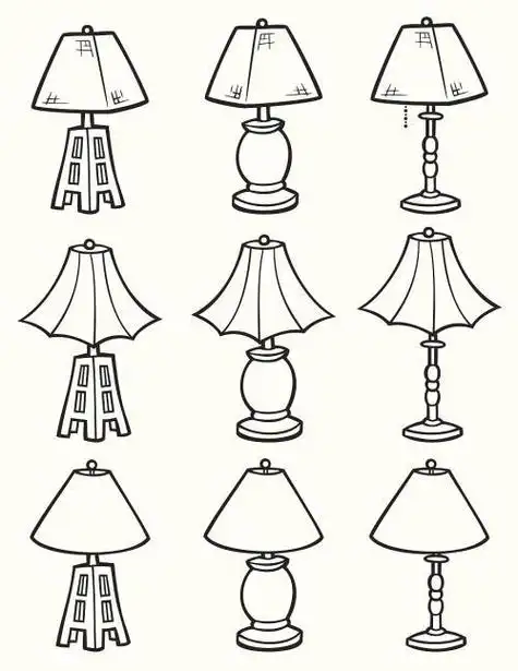 黑白线描简笔画台灯