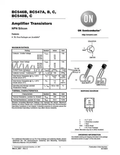 bc548czl1g参数datasheetpdf下载