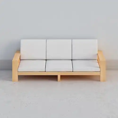 美隆伟华-实木沙发日式原木布艺组合4人沙发