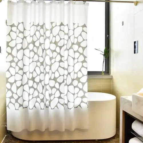 推荐塑料浴帘套装带伸缩杆直杆防水窗帘