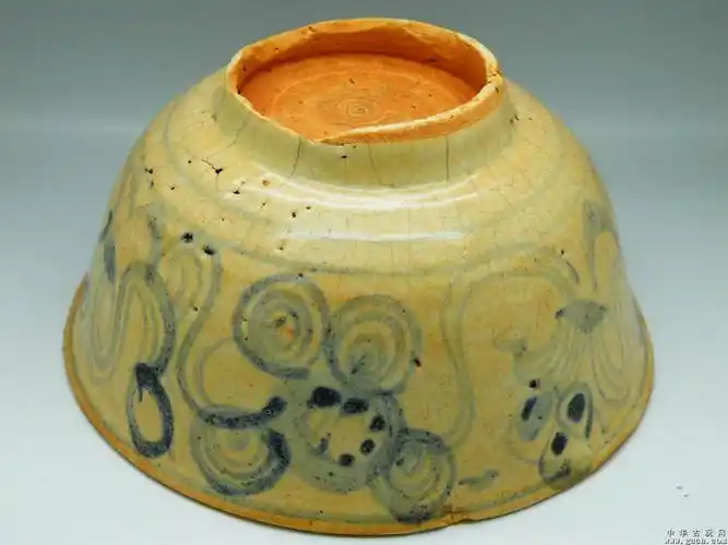 包老!少见!元青花云气纹大碗,珍品!