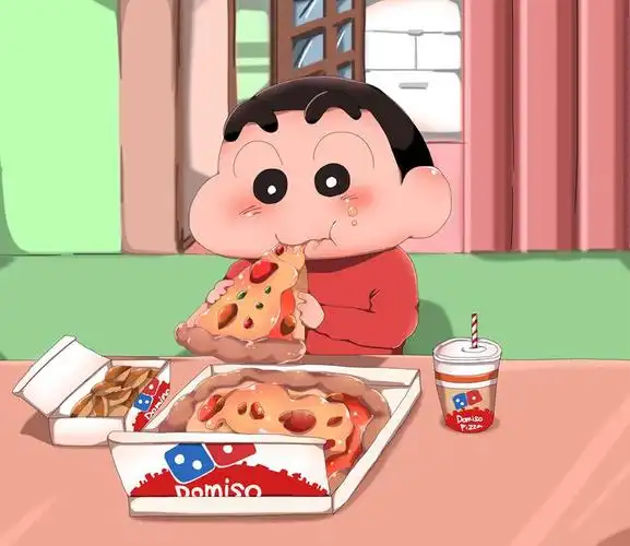 认真吃东西的蜡笔小新4k插画