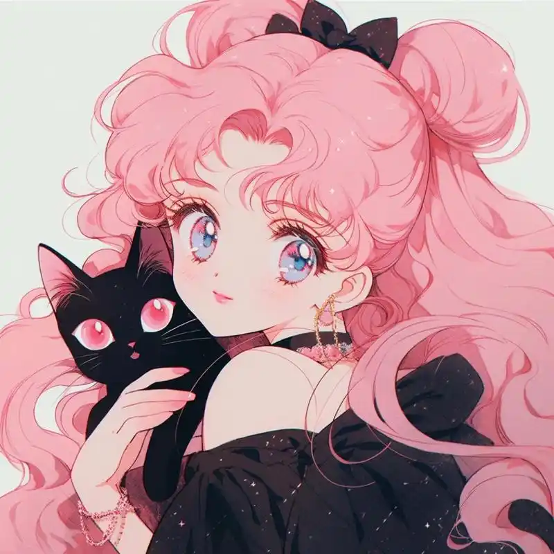 动漫头像‖萌萌美少女和她的小黑猫 用这样头像心情会很好哦! *.