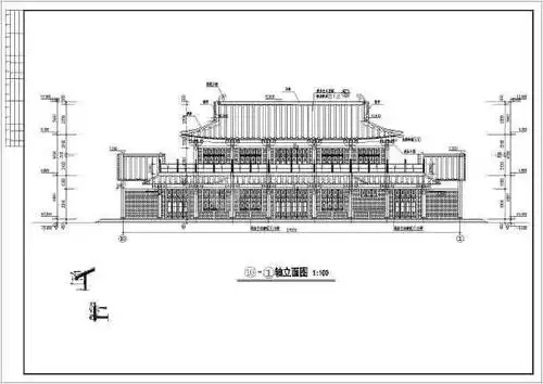该工程为某古建筑,三层框架结构,图纸包含建筑设计和结构设计.