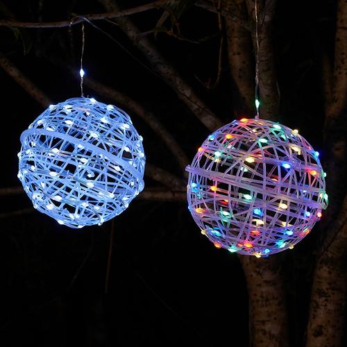 定制太阳能藤球挂树吊灯户外庭院花园阳台装饰氛围月亮圆球景观草