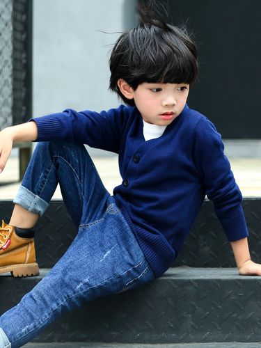 春秋装薄款儿童开衫毛衣男童针织衫童装外套男孩纯棉衣服中大童潮