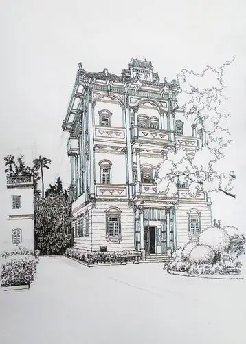 开平碉楼发两张以前画的画