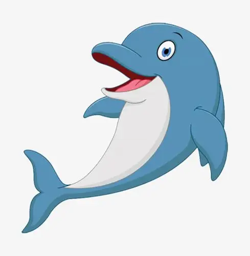 卡通手绘卡通蓝色可爱海豚