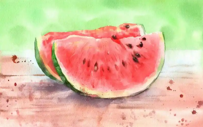 水彩西瓜入门水彩带步骤