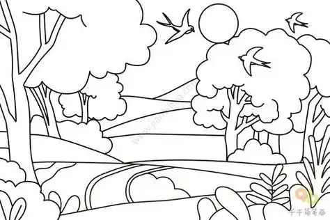 画风景图片春天来了简笔画让我们一起去扑蝴蝶吧儿童春天的风景简笔画